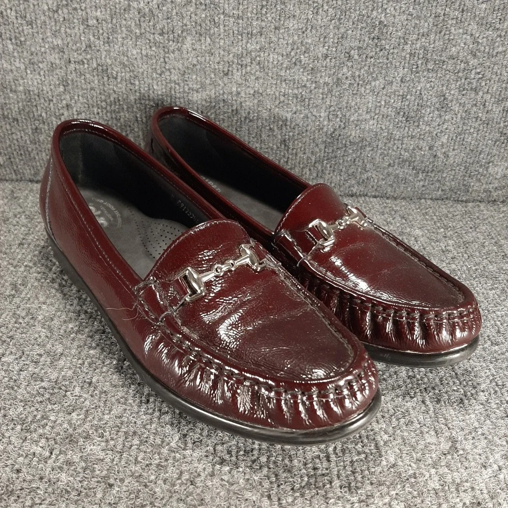 SAS Tripad Comfort Slip On Loafers Women's Size 10 Burgundy Horse Bit Buckle